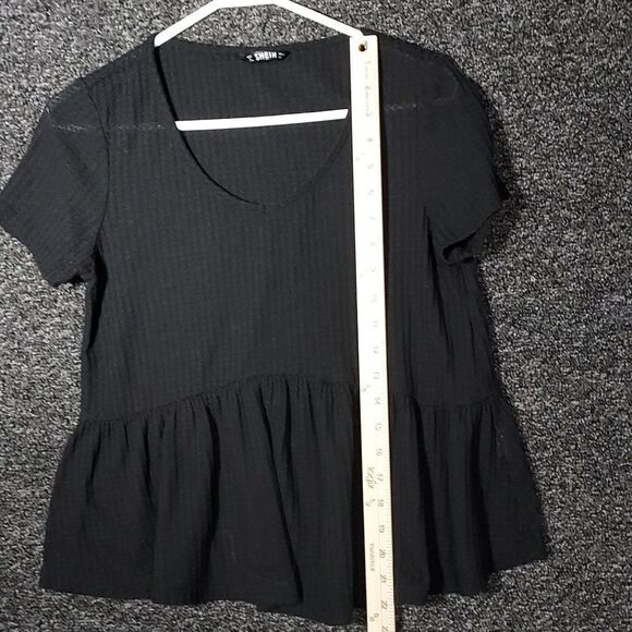 Shein Black Waffle Medium Short Sleeve - Picture 7 of 11